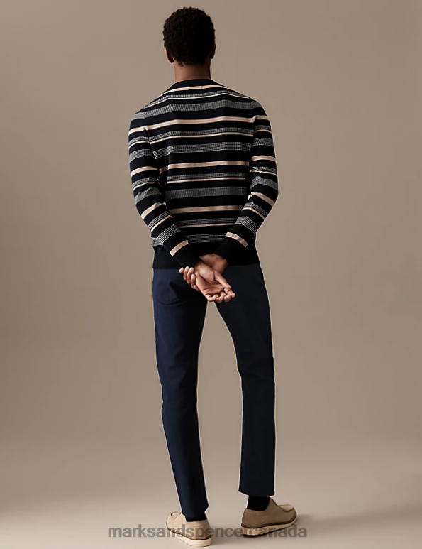Marks and Spencer near me - Men Navy Clothing Marks & Spencer Slim Fit Italian 5 Pocket Trousers 20VTD6233