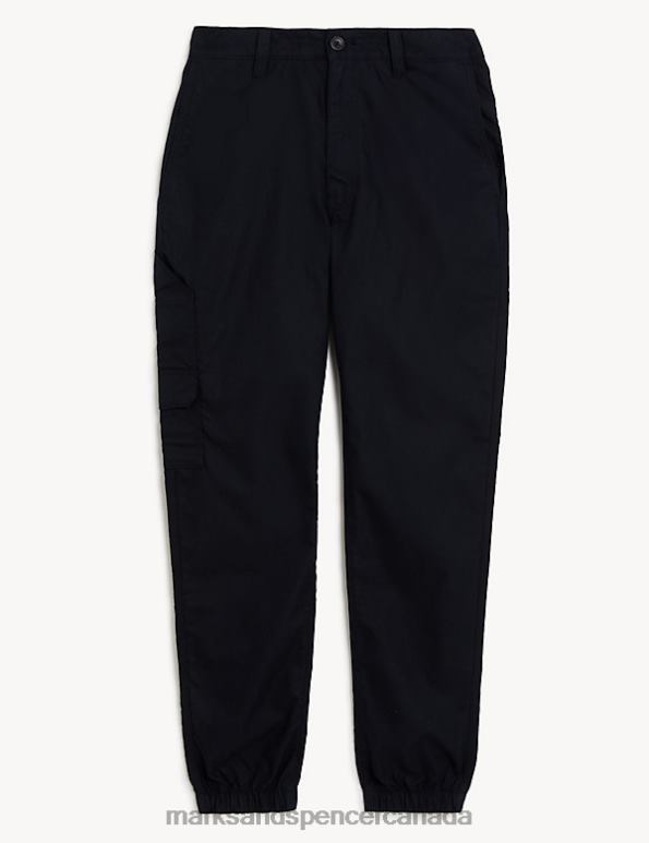 Marks and Spencer sale - Men Navy Clothing Marks & Spencer Slim Fit Lightweight Cuffed Cargo Trousers 20VTD5537