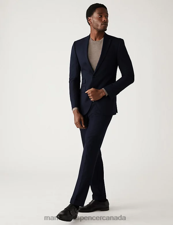 Men Navy Clothing Marks & Spencer Slim Fit Pinstripe Stretch Suit Trousers 20VTD6863 - Marks and Spencer outlet
