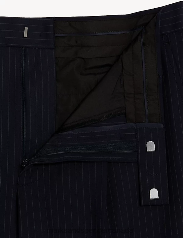 Men Navy Clothing Marks & Spencer Slim Fit Pinstripe Stretch Suit Trousers 20VTD6863 - Marks and Spencer outlet