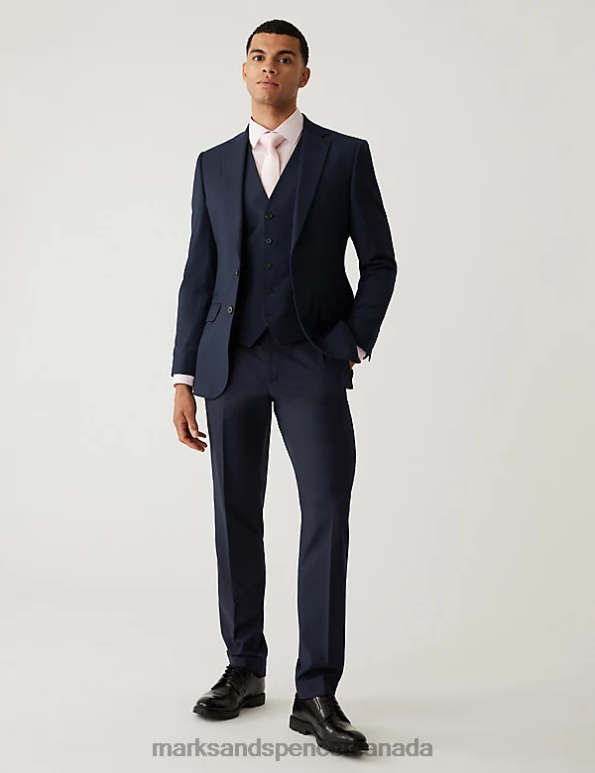 Men Navy Clothing Marks & Spencer Slim Fit Stretch Suit Trousers 20VTD5036 - Marks and Spencer outlet