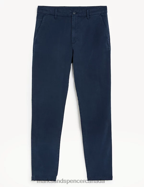 Marks and Spencer Canada - Men Navy Clothing Marks & Spencer Slim Fit Textured Stretch Trousers 20VTD5548