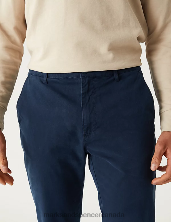 Marks and Spencer Canada - Men Navy Clothing Marks & Spencer Slim Fit Textured Stretch Trousers 20VTD5548