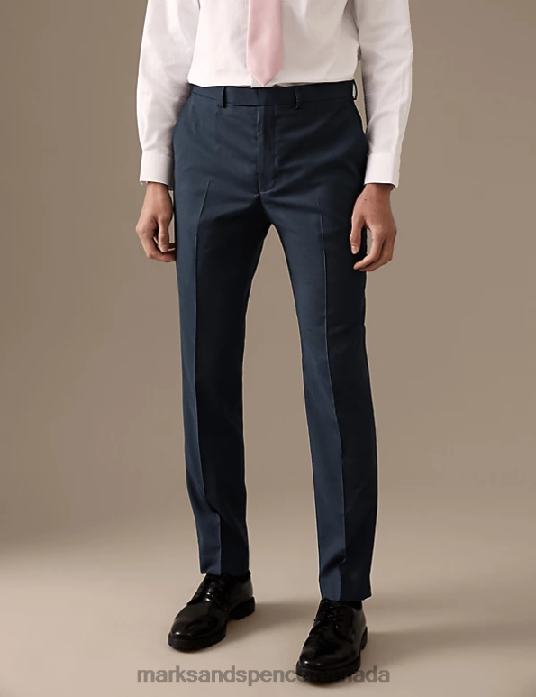 Men Navy Clothing Marks & Spencer Tailored Fit Pure Wool Suit Trousers 20VTD5830 - Marks and Spencer online