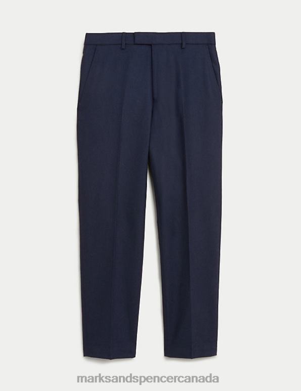 Men Navy Clothing Marks & Spencer Tailored Fit Wool Rich Donegal Suit Trousers 20VTD5209 - Marks and Spencer outlet