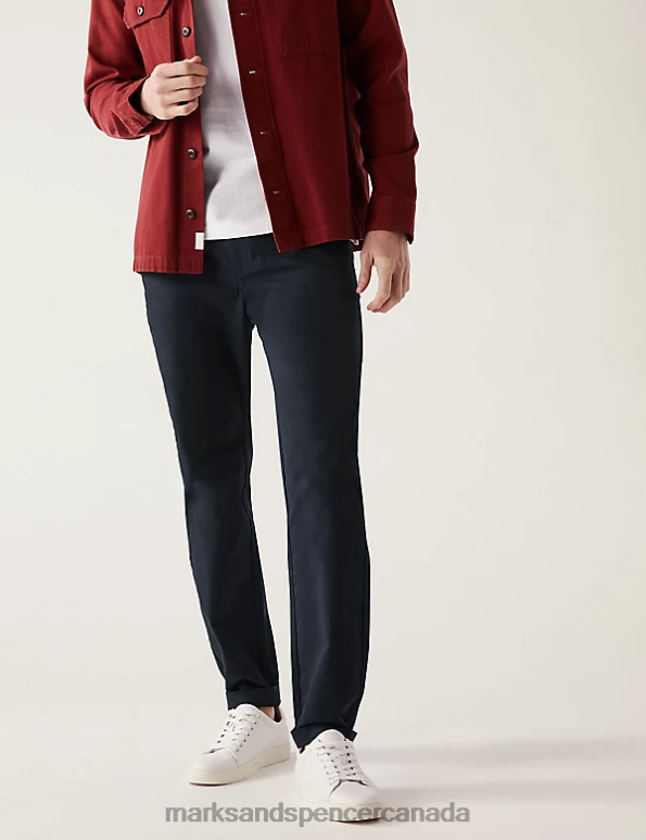 Marks and Spencer sale - Men Navy Clothing Marks & Spencer Tapered Fit Elasticated Waist Trousers 20VTD5352