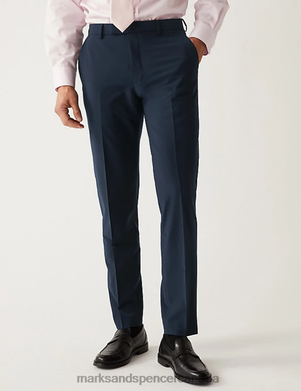 Men Navy Clothing Marks & Spencer The Ultimate Tailored Fit Suit Trousers 20VTD5932 - Marks and Spencer outlet