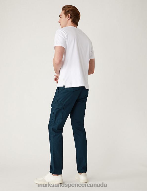 Marks and Spencer Canada - Men Navy Mix Clothing Marks & Spencer Tapered Fit Lightweight Cargo Trousers 20VTD4844
