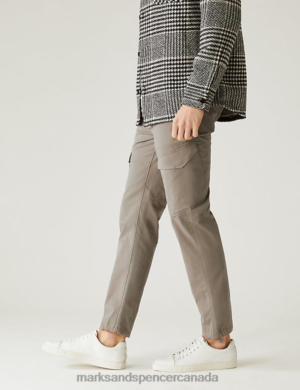 Marks and Spencer near me - Men Onyx Clothing Marks & Spencer Slim Fit Elasticated Waist Cargo Trousers 20VTD5998