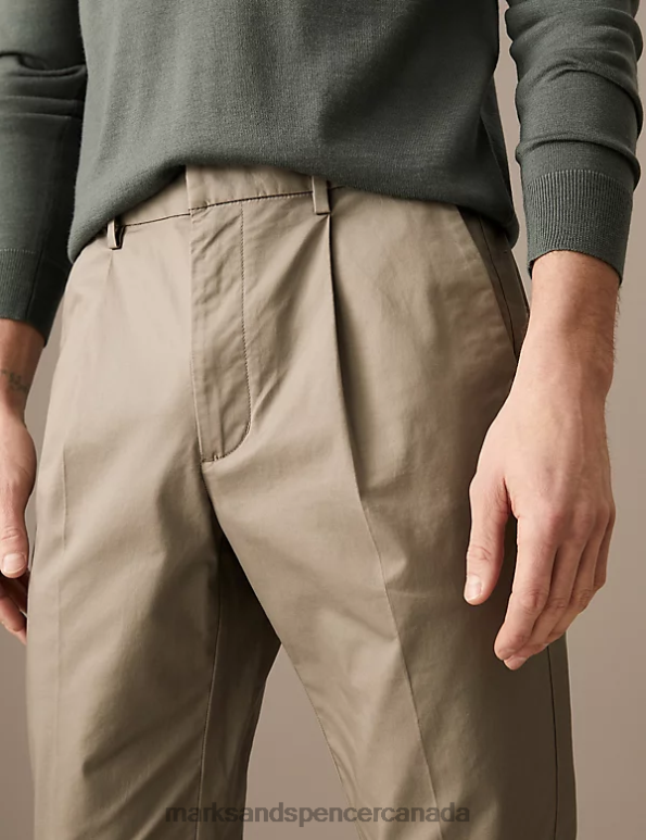 Men Onyx Clothing Marks & Spencer Tapered Fit Pleat Front Stretch Chinos 20VTD5562 - Marks and Spencer online