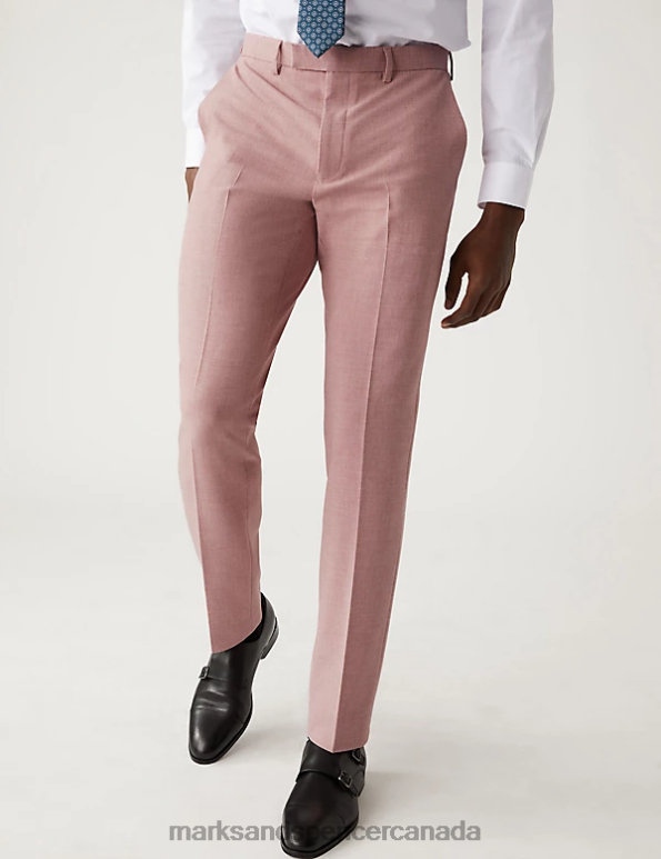 Marks and Spencer sale - Men Pink Clothing Marks & Spencer Slim Fit Marl Stretch Suit Trousers 20VTD5023