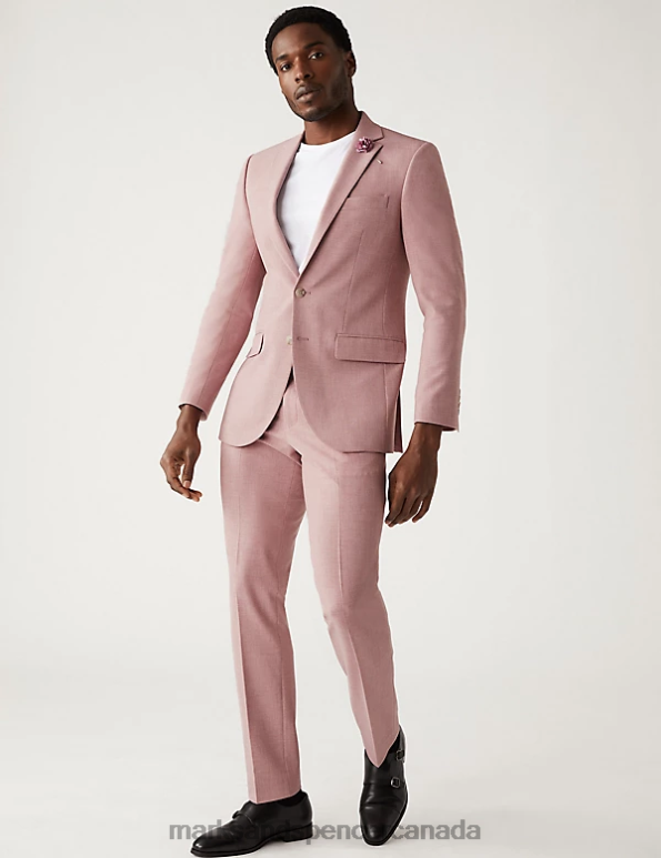 Marks and Spencer sale - Men Pink Clothing Marks & Spencer Slim Fit Marl Stretch Suit Trousers 20VTD5023
