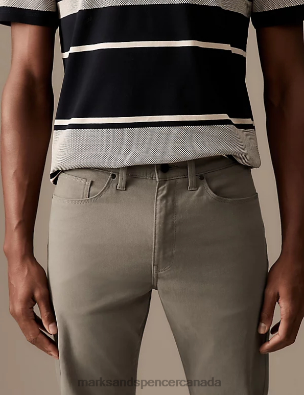 Men Sage Clothing Marks & Spencer Slim Fit Italian 5 Pocket Trousers 20VTD6235 - Marks and Spencer online