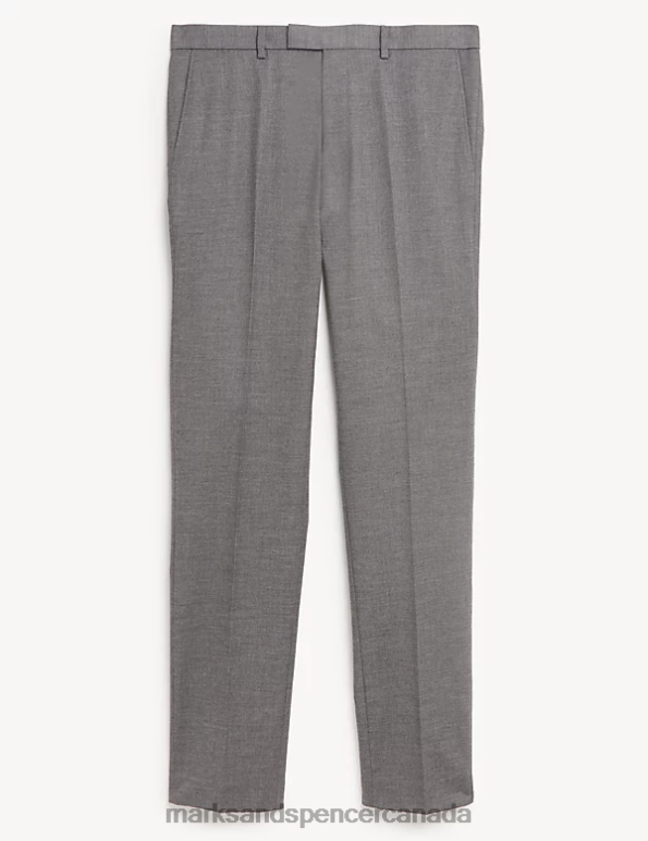 Men Silver Grey Clothing Marks & Spencer Skinny Fit Stretch Suit Trousers 20VTD5655 - Marks and Spencer Canada locations