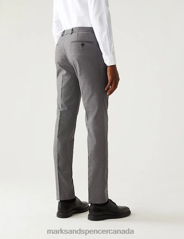 Men Silver Grey Clothing Marks & Spencer Skinny Fit Stretch Suit Trousers 20VTD5655 - Marks and Spencer Canada locations