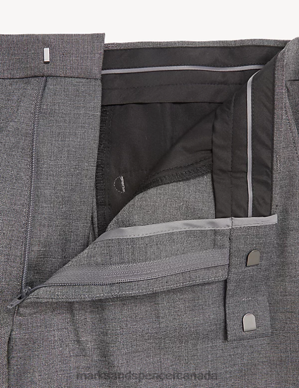 Men Silver Grey Clothing Marks & Spencer Skinny Fit Stretch Suit Trousers 20VTD5655 - Marks and Spencer Canada locations