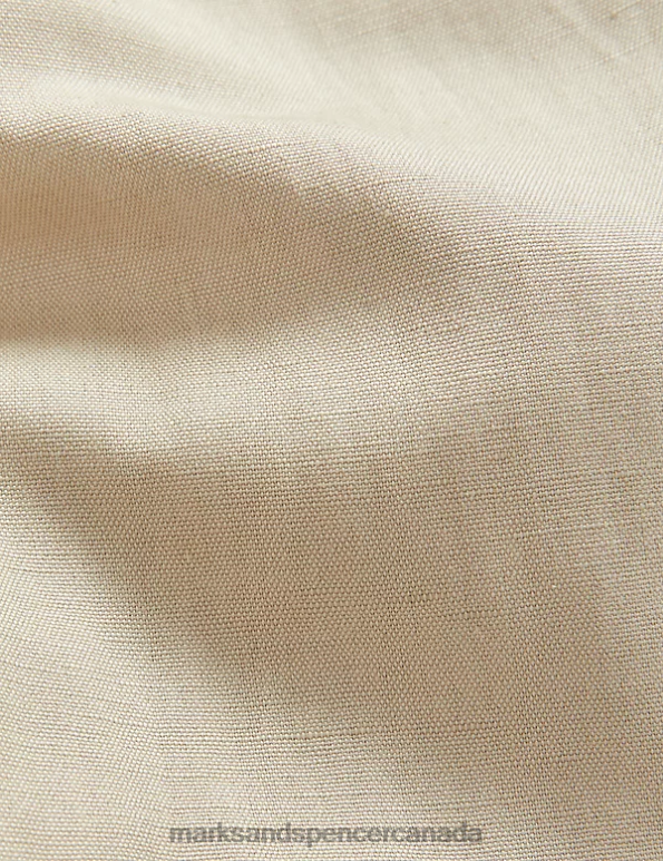 Marks and Spencer Canada - Men Stone Clothing Marks & Spencer Regular Fit Italian Silk And Linen Trousers 20VTD6814