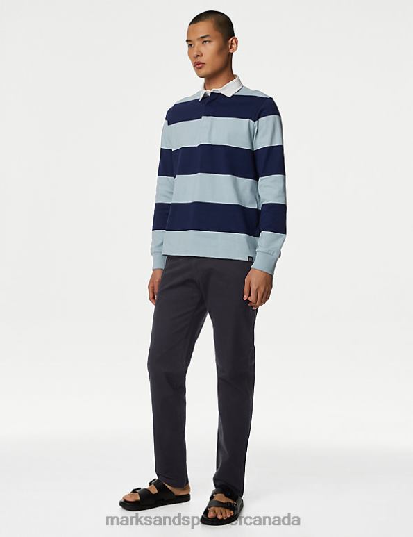 Marks and Spencer near me - Men Stone/Navy Clothing Marks & Spencer 2pk Regular Fit Stretch Chinos 20VTD5055