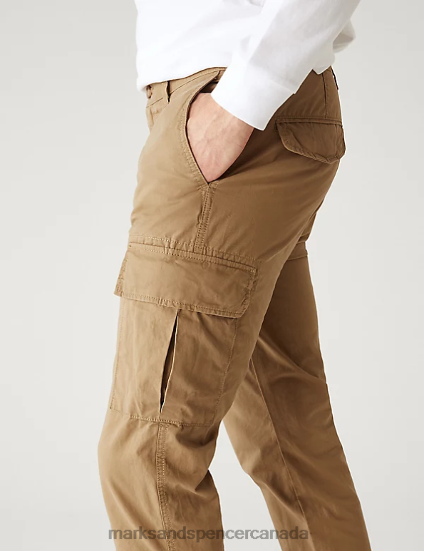 Men Topaz Clothing Marks & Spencer Slim Fit Lightweight Cargo Trousers 20VTD5885 - Marks and Spencer outlet