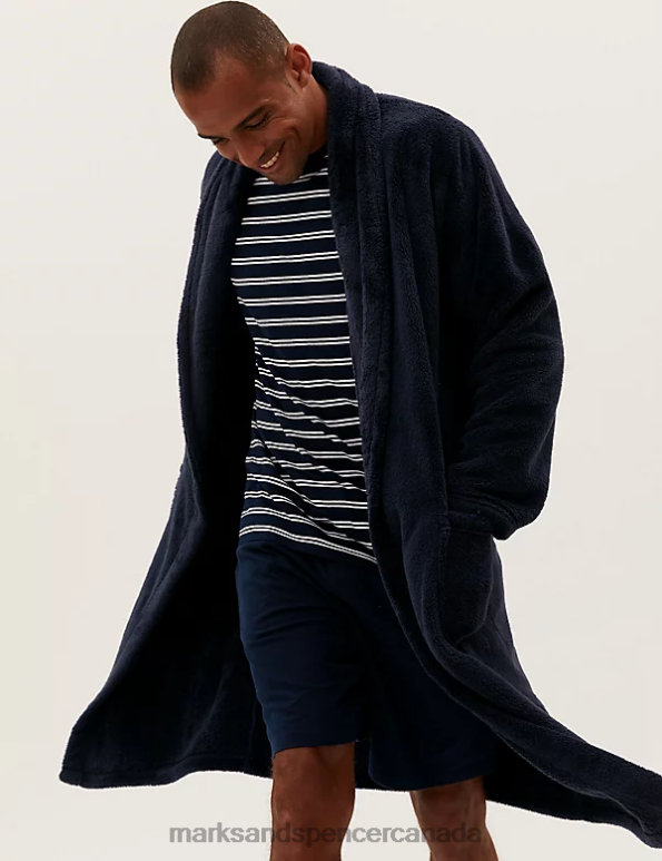 Marks and Spencer near me - Men Dark Navy Clothing Marks & Spencer Fleece Dressing Gown 20VTD4936