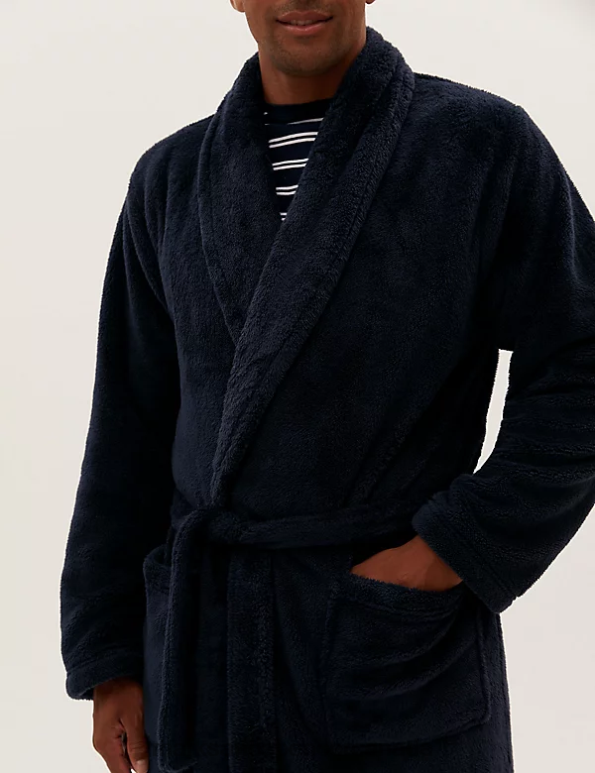 Marks and Spencer near me - Men Dark Navy Clothing Marks & Spencer Fleece Dressing Gown 20VTD4936