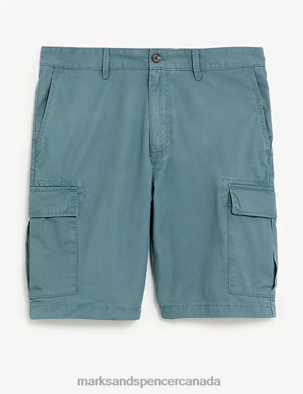 Marks and Spencer Canada - Men Air Force Blue Clothing Marks & Spencer Pure Cotton Cargo Shorts 20VTD5702