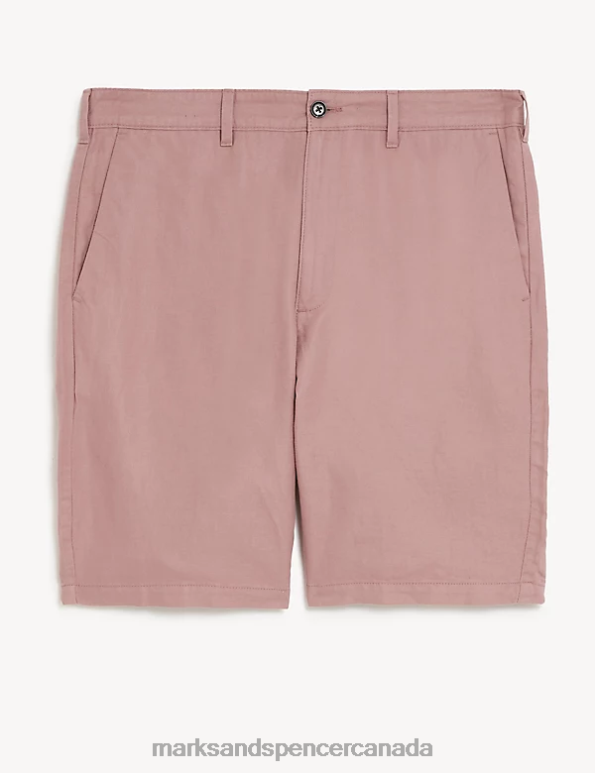 Men Antique Rose Clothing Marks & Spencer Linen Blend Chino Shorts 20VTD5583 - Marks and Spencer outlet