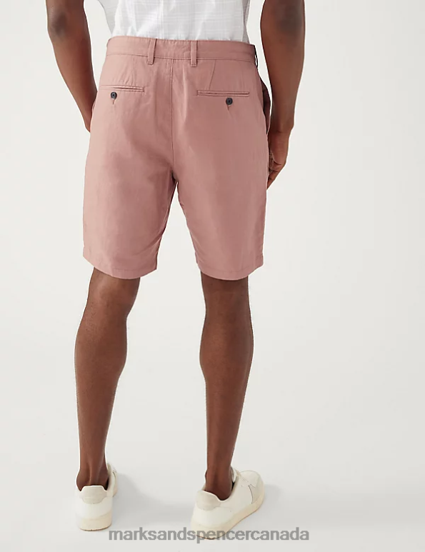 Men Antique Rose Clothing Marks & Spencer Linen Blend Chino Shorts 20VTD5583 - Marks and Spencer outlet