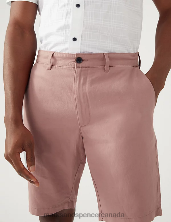 Men Antique Rose Clothing Marks & Spencer Linen Blend Chino Shorts 20VTD5583 - Marks and Spencer outlet