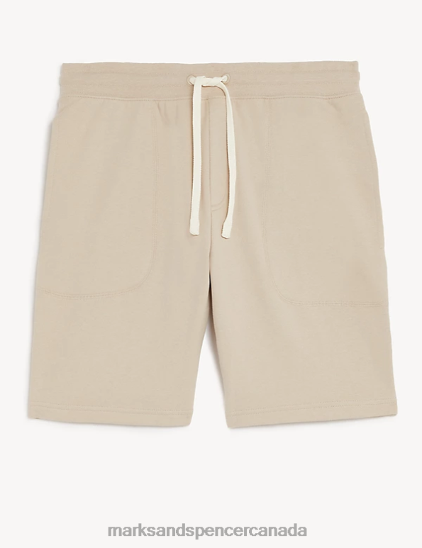 Marks and Spencer Canada - Men Beige Clothing Marks & Spencer Drawstring Jersey Shorts 20VTD5115