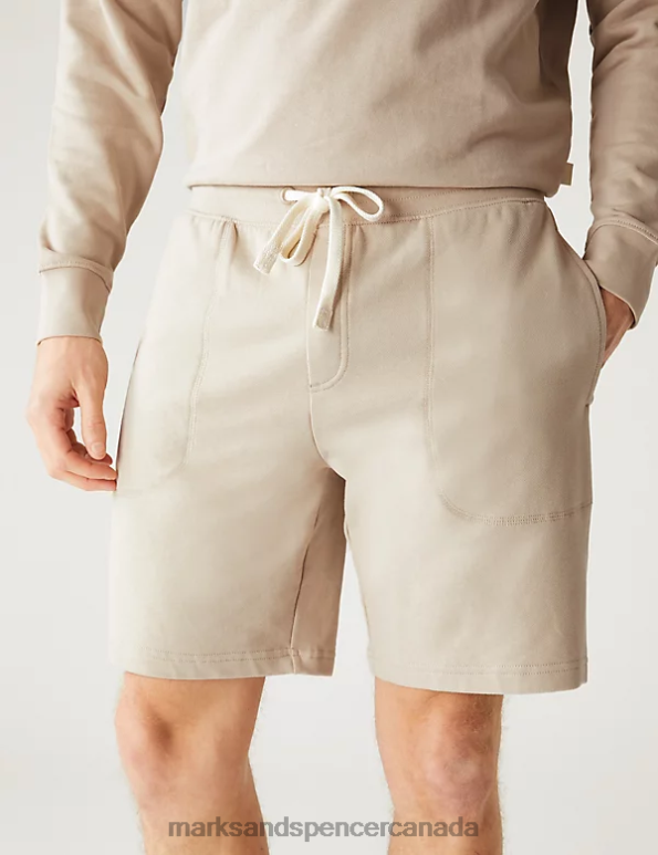 Marks and Spencer Canada - Men Beige Clothing Marks & Spencer Drawstring Jersey Shorts 20VTD5115