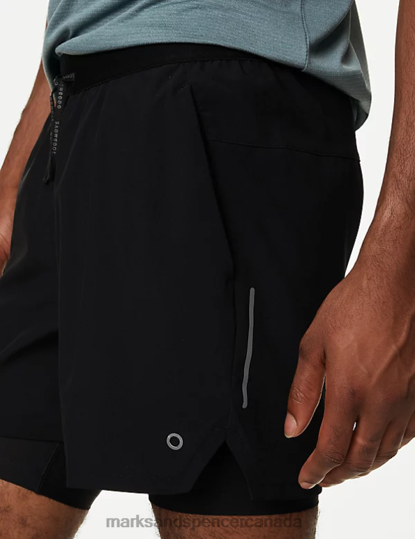 Marks and Spencer sale - Men Black Clothing Marks & Spencer Double Layer Training Shorts 20VTD6674