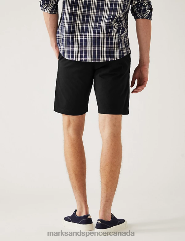 Marks and Spencer near me - Men Black Clothing Marks & Spencer Stretch Chino Shorts 20VTD6124