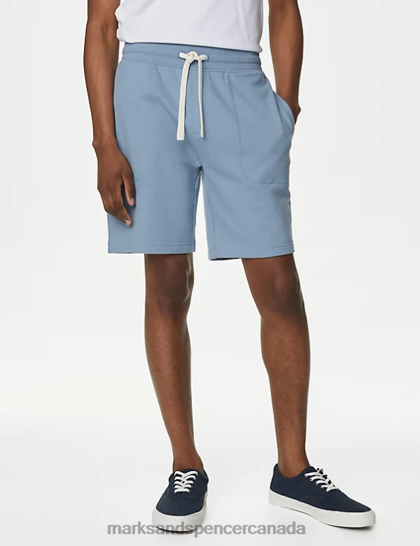 Men Blue Mix Clothing Marks & Spencer 2pk Pure Cotton Jersey Shorts 20VTD5051 - Marks and Spencer online