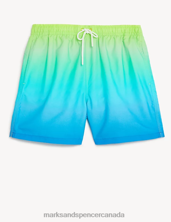 Men Blue Mix Clothing Marks & Spencer Quick Dry Ombre Swim Shorts 20VTD5182 - Marks and Spencer outlet