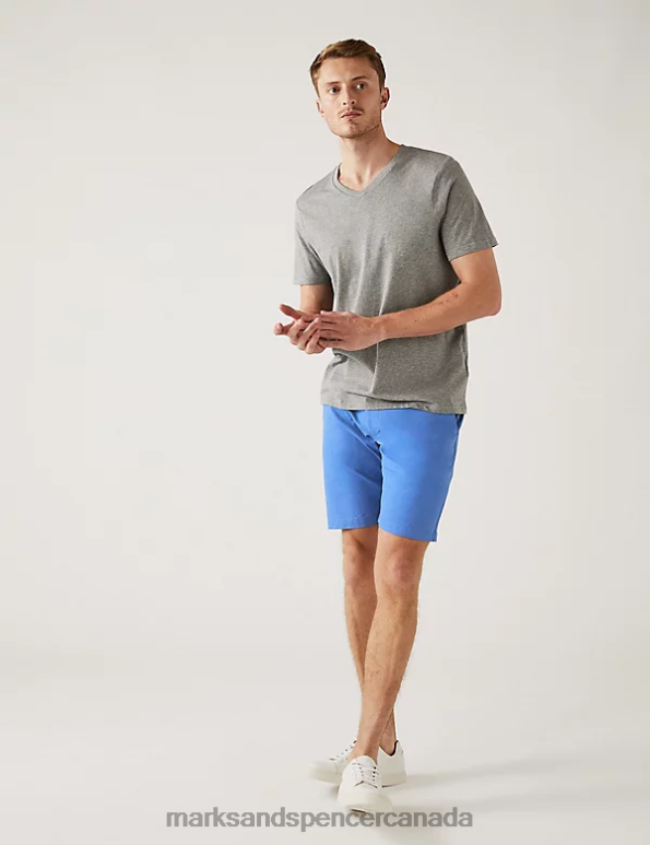 Marks and Spencer sale - Men Bright Blue Clothing Marks & Spencer Stretch Chino Shorts 20VTD6119