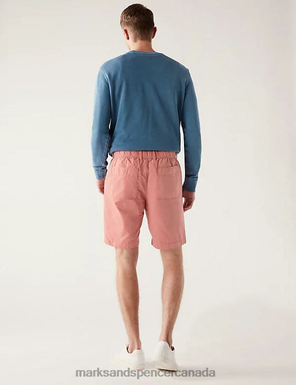 Men Coral Clothing Marks & Spencer Pure Cotton Half Elasticated Waist Shorts 20VTD6801 - Marks and Spencer outlet
