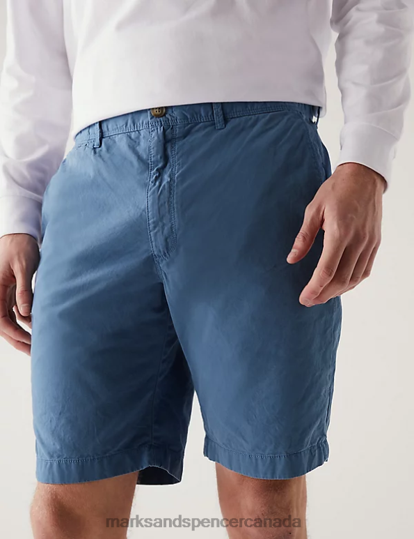 Marks and Spencer near me - Men Cornflower Clothing Marks & Spencer Pure Cotton Half Elasticated Waist Shorts 20VTD6456