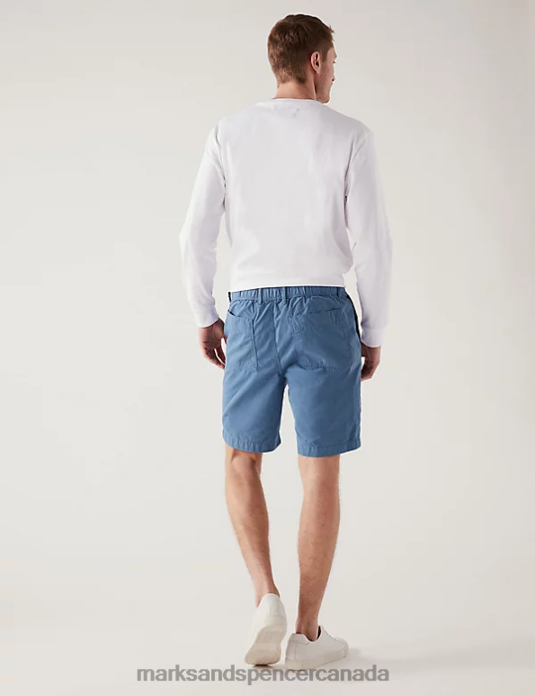 Marks and Spencer near me - Men Cornflower Clothing Marks & Spencer Pure Cotton Half Elasticated Waist Shorts 20VTD6456