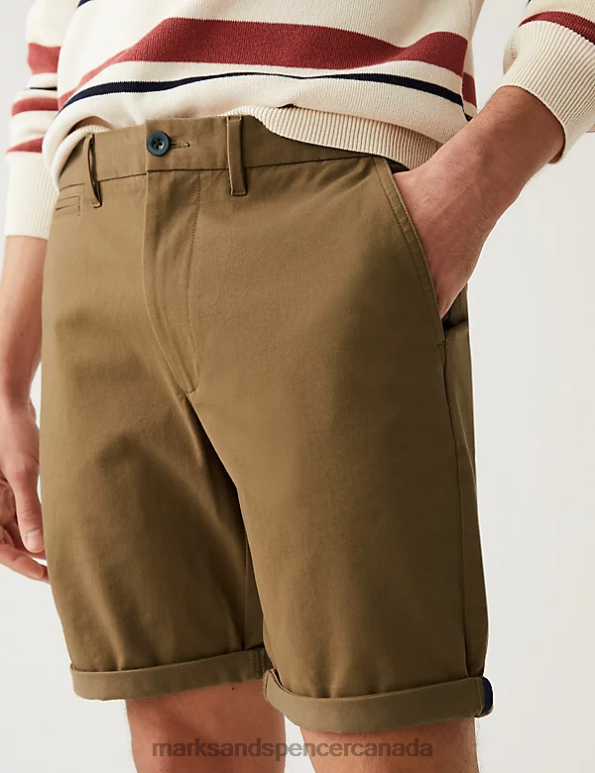 Men Dark Bronze Clothing Marks & Spencer Ultimate Chino Shorts with Stretch 20VTD6404 - Marks and Spencer outlet