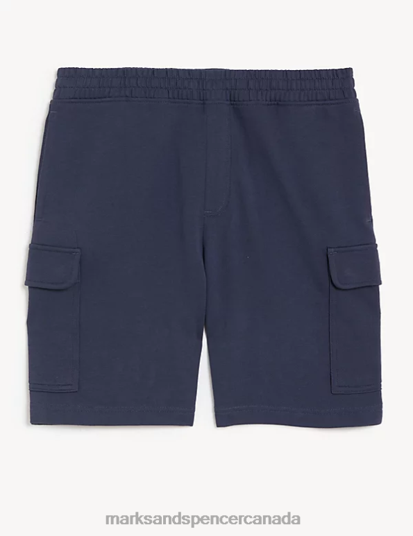 Marks and Spencer sale - Men Dark Ink Clothing Marks & Spencer Cargo Jersey Shorts 20VTD6259