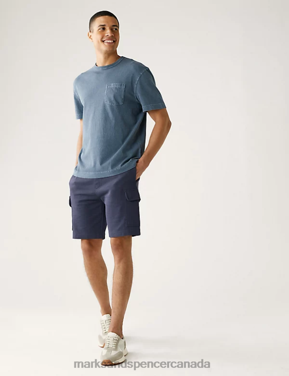 Marks and Spencer sale - Men Dark Ink Clothing Marks & Spencer Cargo Jersey Shorts 20VTD6259