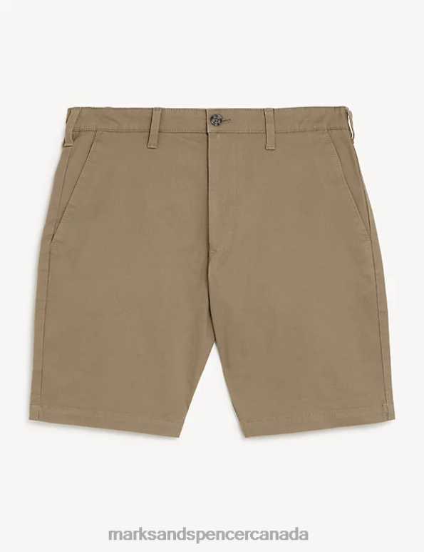 Marks and Spencer Canada - Men Dark Stone Clothing Marks & Spencer Stretch Chino Shorts 20VTD6123
