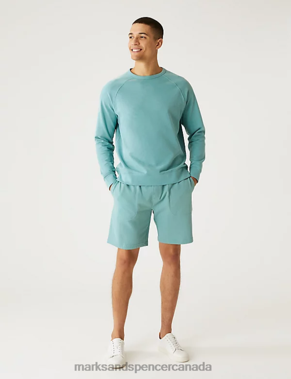 Men Dusted Aqua Clothing Marks & Spencer Drawstring Jersey Shorts 20VTD4800 - Marks and Spencer Canada locations