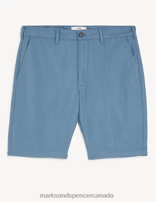 Men Dusty Blue Clothing Marks & Spencer Linen Blend Chino Shorts 20VTD5581 - Marks and Spencer online
