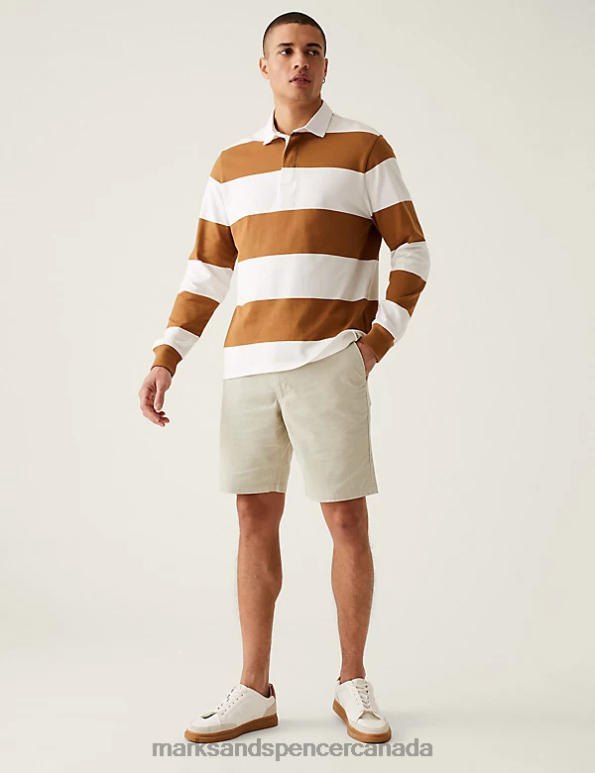 Men Ecru Clothing Marks & Spencer Pure Cotton Corduroy Elasticated Waist Shorts 20VTD6134 - Marks and Spencer Canada locations