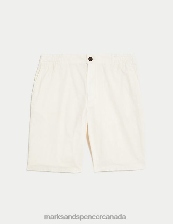 Men Ecru Mix Clothing Marks & Spencer Wharf Cotton Rich Stretch Shorts 20VTD7147 - Marks and Spencer outlet