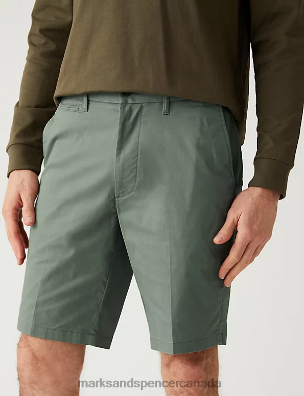 Men Green Clothing Marks & Spencer Super Lightweight Stretch Chino Shorts 20VTD6133 - Marks and Spencer online