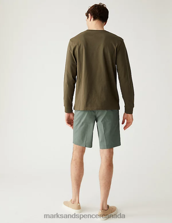 Men Green Clothing Marks & Spencer Super Lightweight Stretch Chino Shorts 20VTD6133 - Marks and Spencer online