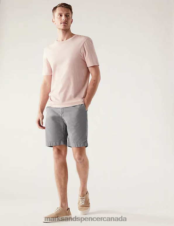 Men Grey Clothing Marks & Spencer Pure Cotton Half Elasticated Waist Shorts 20VTD6800 - Marks and Spencer Canada locations